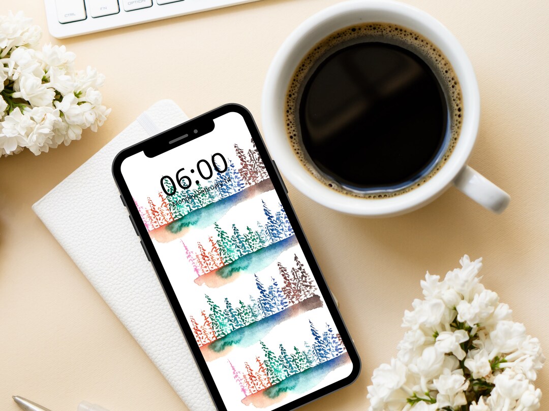 Rainbow Tree Phone Wallpaper| Forrest Water Color Home Screen | Home ...