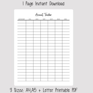 Yearly Account Tracker | Track Yearly Accounts | Yearly Account Overview | A Year At A Glance | Annual Review Page | Account Review Page