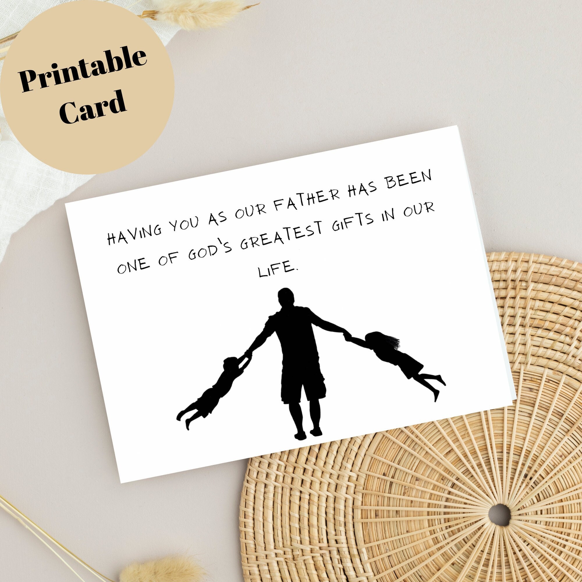 Printable Father's Day Card. Card From Kids to Christian Dad. Digital ...