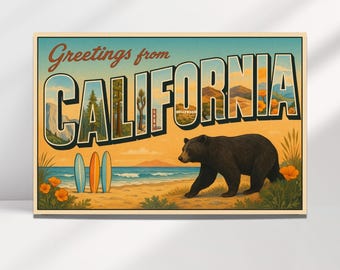 California Vintage Postcard Art Print: Yosemite, Joshua Tree (Digital Download)