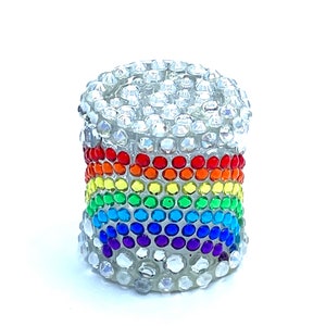 Toothbrush Toppers: &quot;UNDER THE RAINBOW&quot; -  Bedazzled Toothbrush Cover - Unique, Beautiful Bathroom Accessory -  Handcrafted