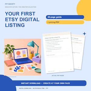 Etsy Digital Listing Guide and Workbook - 26 Pages Plus Fillable Pricing Sheet - Printable PDF