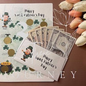 Saint Patrick&#39;s Day Savings Challenge Board Scratch-off Game Full Size with Cash Envelopes