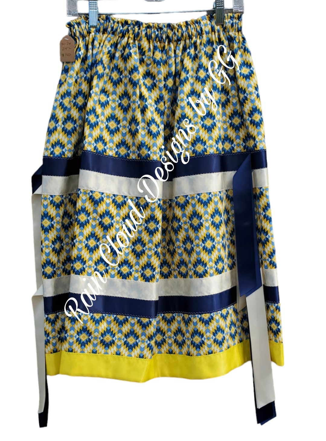 Navy African print balloon skirt organic