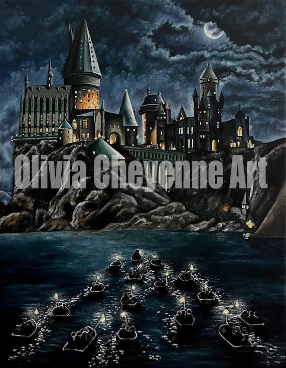 Harry Potter Hogwarts Castle at Night Fine Art Print of - Etsy