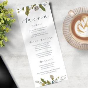 Printable Menu, INSTANT DOWNLOAD, editable Canva Template, Wedding, Birthday, Christmas Celebration, greenery, eucalyptus, boho