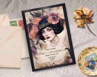 1920er Geburtstagseinladung, SOFORTIGER DOWNLOAD, lobendes 20er Jahre, Great Gatsby einladen, Daisy Buchanan, Eine kleine Party, 40er, vierziger
