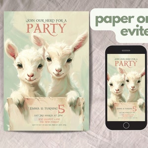 Goat Birthday Party Invitation, INSTANT DOWNLOAD, Join the Herd, Billy ...