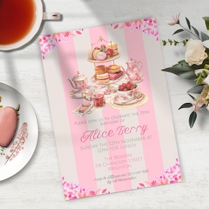 Verjaardag uitnodigen voor oma Floral, INSTANT DOWNLOAD, Afternoon Tea uitnodiging, dames high tea uitnodigen, dames verjaardagsuitnodiging, elke leeftijd