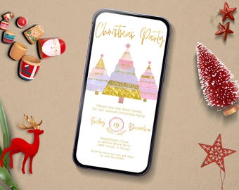 Electronic Christmas Party Invitation, INSTANT DOWNLOAD, evite, Digital Holiday Invite, Staff Christmas, phone text invite, girlsmas