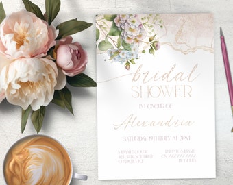 Bridal shower.invitations, INSTANT DOWNLOAD, Rose Gold, floral bridal shower invite, Modern, Elegant Wedding Shower, Spring, Summer Bride