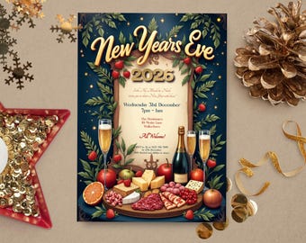 Invitation du Nouvel An, téléchargement immédiat, modèle modifiable, invitation du Nouvel An, fête du Nouvel An, Cheers to New Years, NYE inviter