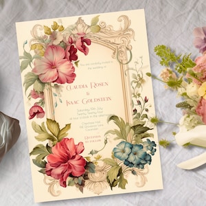 Victorian Wedding Invitation, INSTANT DOWNLOAD, Vintage Wedding, Edwardian Wedding, floral, Rococo invite, Renaissance wedding, Jane Austen