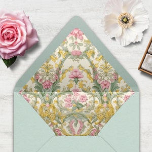 Umschlag Liner, Jane Austen Style, INSTANT DOWNLOAD, Canva Template, botanisch, Tromp L'oeil, Art Deco, Vintage, Kunst & Handwerk, floral