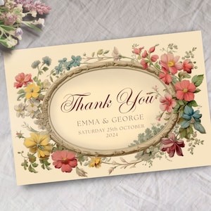 Biglietto di ringraziamento per matrimonio vittoriano, DOWNLOAD IMMEDIATO, Floreale vittoriano, Invito vintage, Art Deco, Stile, Jane Austen,