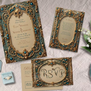 Victorian Wedding Bundle, INSTANT DOWNLOAD, Regency Invitation, Georgian Theme Invite, Teal gold Wedding, Invitation, elegant wedding,