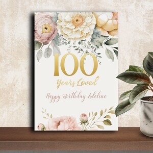 100th Birthday Welcome Sign, INSTANT DOWNLOAD, Boho Floral Welcome Sign, Gold Foil Welcome Sign, one hundred welcome sign, birthday party