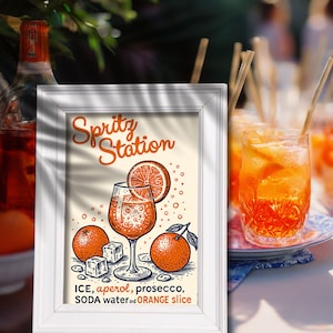 Spritz Bar Station, INSTANT DOWLOAD, Aperol, Hugo Spritz, editable diy spritz bar sign, aperol spritz bar poster, 4 sizes