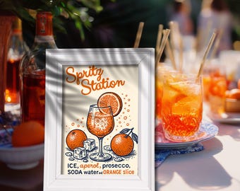 Spritz Bar Station, INSTANT DOWLOAD, Aperol, Hugo Spritz, editable diy spritz bar sign, aperol spritz bar poster, 4 sizes
