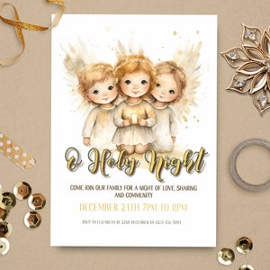 Christmas Invitation, INSTANT DOWNLOAD, Christmas Party Invitation, Christian Party, Religious Christmas Party Ward Christmas Party, Angels