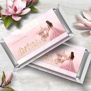 Quinceañera Chocolate Wrapper, INSTANT DOWNLOAD, printable chocolate wrapper, editable chocolate bar wrapper, Miss Quince chocolate wrapper