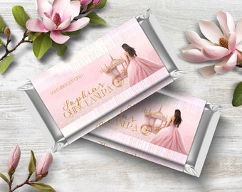 Quinceañora Schokoladenverpackung, SOFORTIGER DOWNLOAD, druckbare Schokoladenverpackung, bearbeitbare Schokoladenverpackung, Miss Quince Schokoladenverpackung
