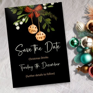 Christmas Save The Date Editable Template INSTANT DOWNLOAD Christmas Party Christmas Drinks Office Christmas Gathering Family Xmas Holiday