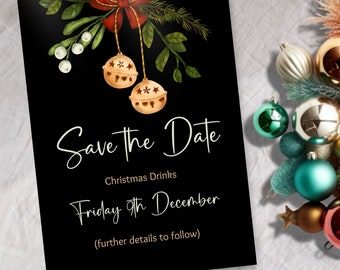 Christmas Save The Date Editable Template INSTANT DOWNLOAD Christmas Party Christmas Drinks Office Christmas Gathering Family Xmas Holiday