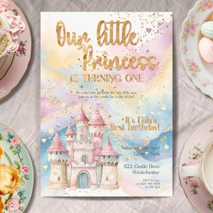 Princess First Birthday Invitation, INSTANT DOWNLOAD, girl turning one, Princess birthday invite, our little princess, first birthday party,