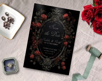 Gothic Hochzeit Save the Date, SOFORTIGER DOWNLOAD, viktorianische Hochzeit, Regency Einladung, georgisches Thema einladen, dunkle launische Hochzeit, Einladung