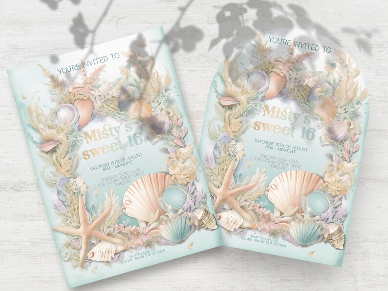 Under the Sea Sweet 16 Birthday Party Invitation, INSTANT DOWNLOAD