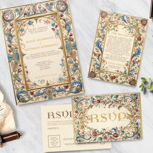 Medieval Wedding Bundle, INSTANT DOWNLOAD, Middle Ages Style, Fantasy Wedding, Medieval Theme, Romeo and Juliet, Hand fasting, calligraphy