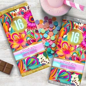 Floral Chocolate Wrapper,  INSTANT DOWNLOAD, Printable chocolate wrap, editable chocolate bar wrapper, beautiful chocolate wrap, ANY age!