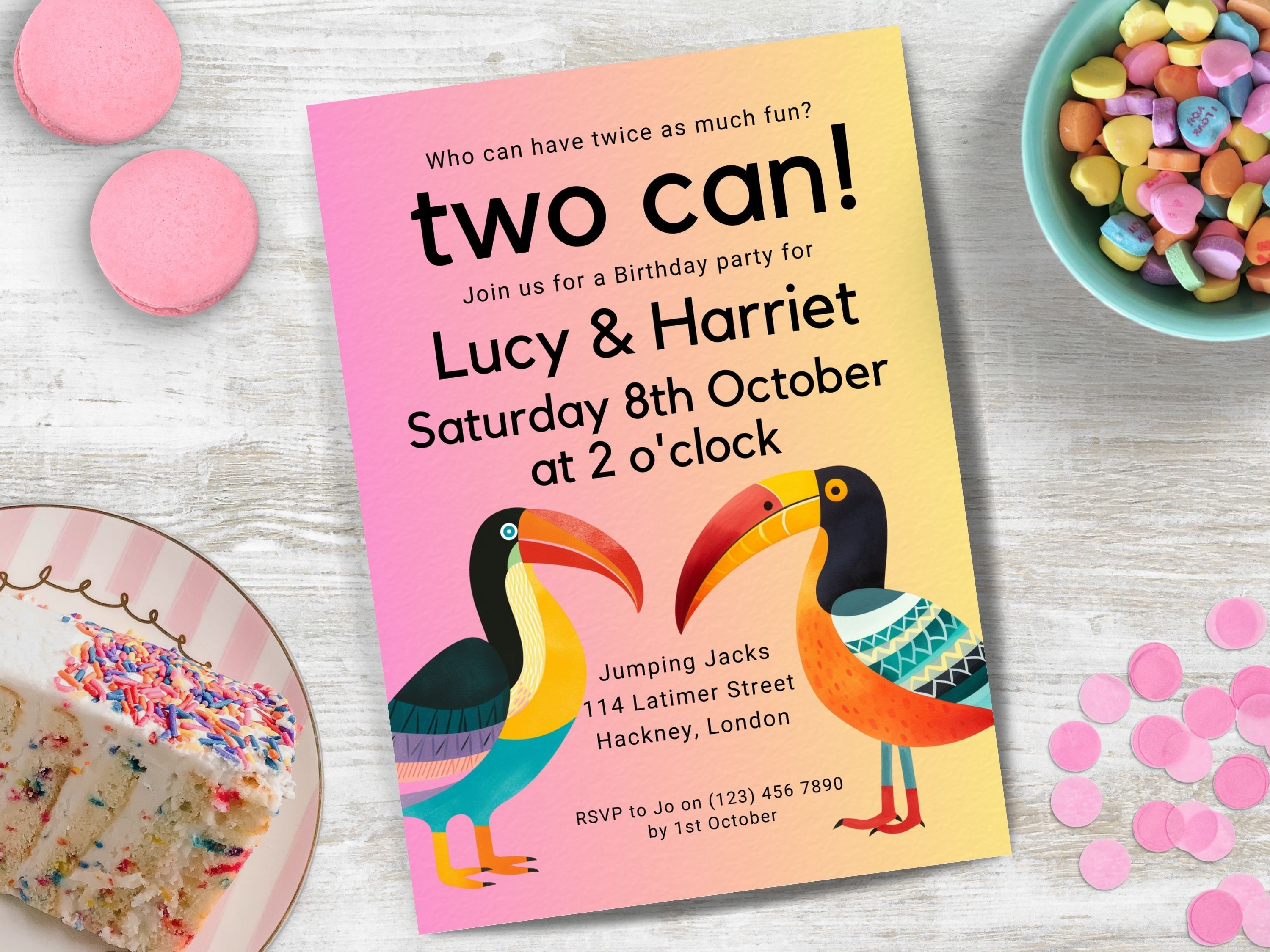 Two Birthday Invite Two Can Double Birthday Invitation, INSTANT DOWNLOAD, Double the Fun ...