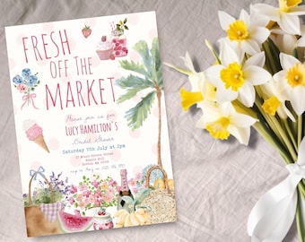 Fresh off the Market Bridal Shower Invitation, INSTANT DOWNLOAD, Farmer's Market Bridal Shower Invite, She's off the Market, wedding shower