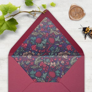 Botanical Wedding Envelope Liner, INSTANT DOWNLOAD, Canva Template, William Morris style, floral, berries, Envelope Liner,  multiple sizes