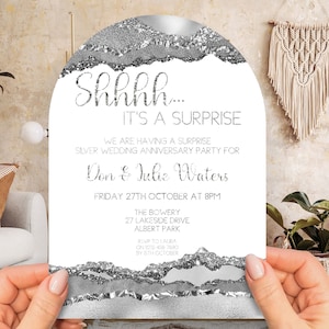 Surprise Wedding Anniversary Invitation, INSTANT DOWNLOAD, Silver Wedding Anniversary, Surprise Party Adult, Wedding Anniversary Invite