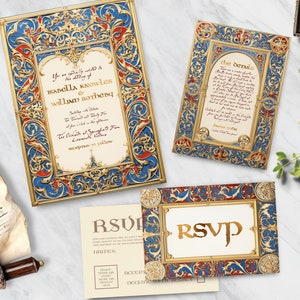 Medieval Wedding Bundle, INSTANT DOWNLOAD, Middle Ages Style, Fantasy Wedding, Medieval Theme, Romeo and Juliet, Hand fasting, calligraphy