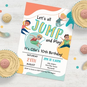 Jump Invitation, Editable Jump Birthday Invite INSTANT DOWNLOAD Trampoline Party, Bounce House Party, Jump Party, Let&#39;s Jump Party