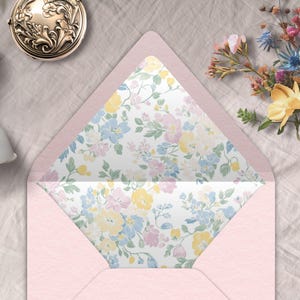 Kokette Umschlag Liner, INSTANT DOWNLOAD, floral Umschlag Liner, rosa Braut Liner, geblümt, schön, elegant, Cottagecore, pastell