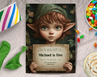 Peter Pan Birthday Invitation, INSTANT DOWNLOAD, Neverland Birthday Invitation, Never Grow Up Party, Lost Boys, Digital, Printable, pixie