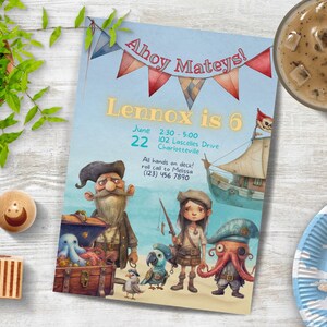 Invitación a fiesta pirata, DESCARGA INSTANTE, Invitación de cumpleaños pirata, 6ta fiesta para niño, niño de seis años, niño que cumple seis años, ¡edición para todas las edades!