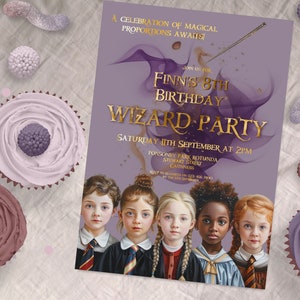 Editable Wizards & Witches Birthday Invitation, INSTANT DOWNLOAD, Magical Birthday, Wizard School Invite, Wizardry Party, Magic School, Girl