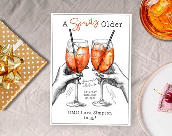 A Spritz Older Birthday Invite, INSTANT DOWNLOAD, Feeling Spritzy, Aperol Spritz Invitation, Spritz Birthday Theme, Alcohol Party Invitation