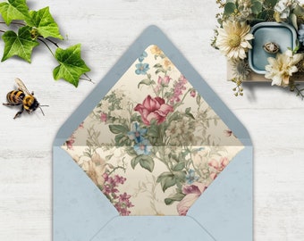 Victorian Floral Liner, INSTANT DOWNLOAD, Canva Template, botanical, floral, Envelope Liner,  roses, garden, flowers, multiple sizes,