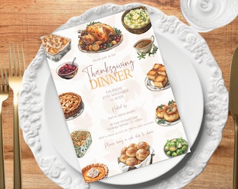 Thanksgiving-uitnodiging, INSTANT DOWNLOAD, Thanksgiving-diner uitnodigen, Friendsgiving-uitnodiging, Thanksgiving Evite, Let's Gather Invite