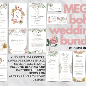 Mega Boho Wedding Bundle INSTANT DOWNLOAD modern proteas eucalyptus beachy invitation bohemian #SIENNA
