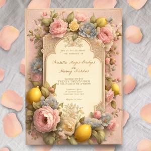 Victorian wedding invitation, INSTANT DOWNLOAD, Vintage floral invite, botanical, regency, baroque, Whimsical, roses, autumn, Jane Austen
