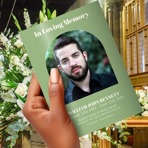 Minimal Funeral  Program, INSTANT DOWNLOAD, Obituary, Celebration of Life, Sage Green, Memorial Service, Church Program