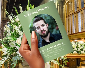 Minimal Funeral  Program, INSTANT DOWNLOAD, Obituary, Celebration of Life, Sage Green, Memorial Service, Church Program